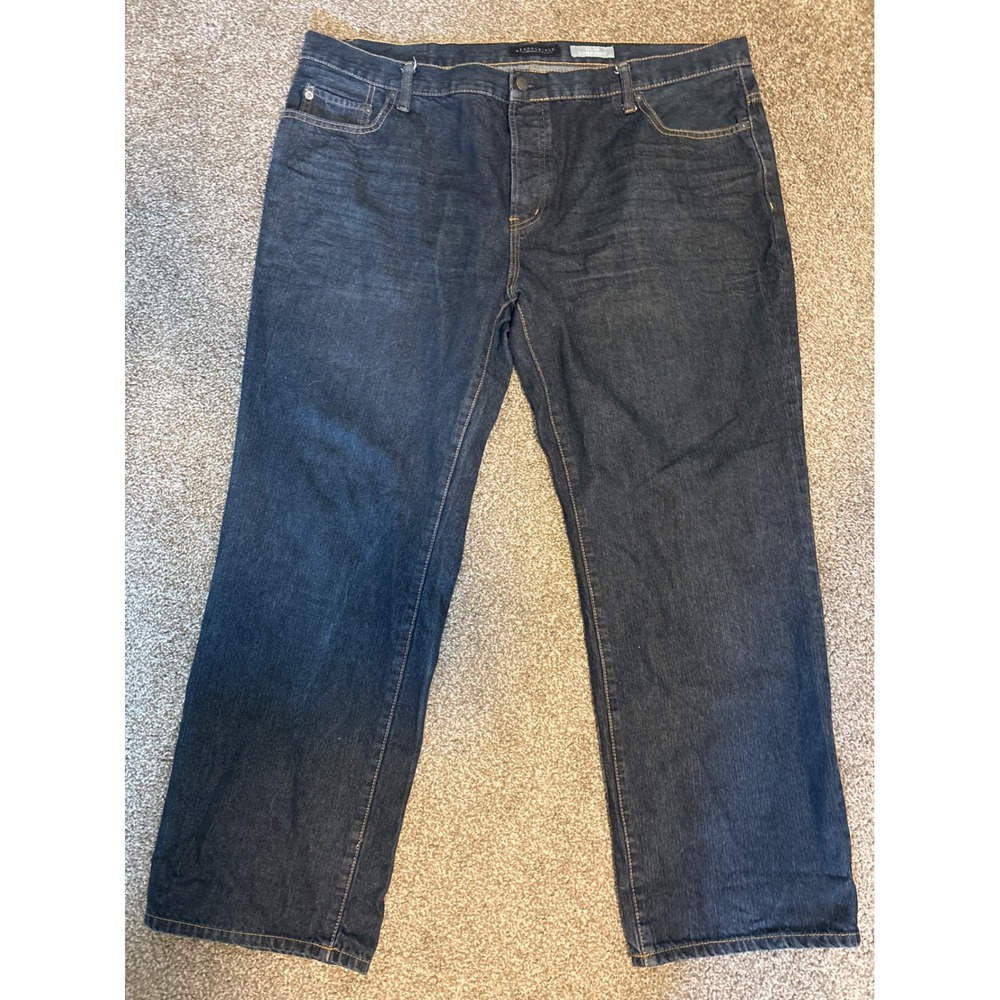 Aeropostale Slim Straight Jeans Mens 42x32 Dark Wash Excellent Button Fly Denim